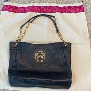 Tory Burch Black Tote with Gold Accents